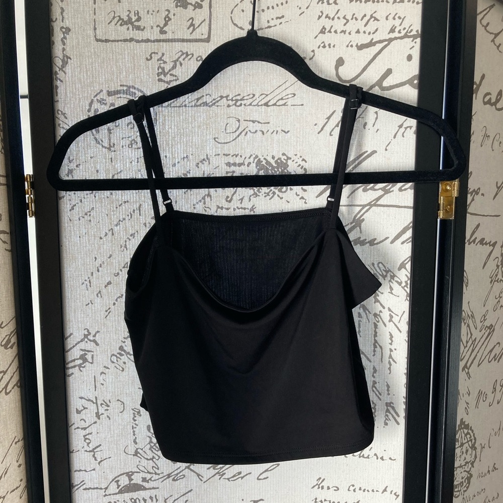 Black square neck/tube crop camisole